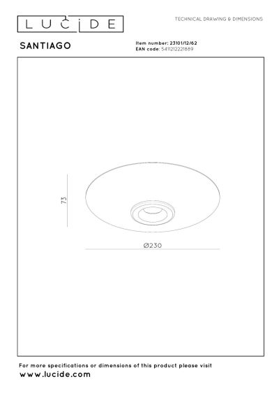 Lucide SANTIAGO - Flush ceiling light - Ø 23 cm - LED Dim. - CCT - 1x10W 2700K/4000K - Amber - Premium